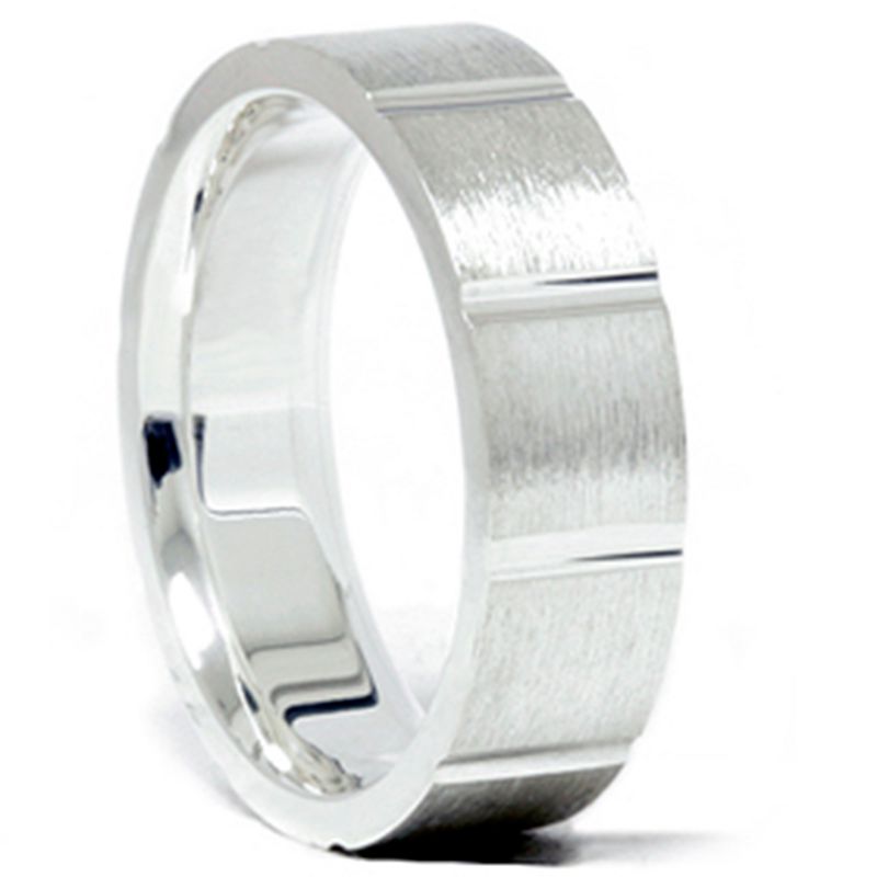 Pompeii3 Mens Sterling Silver 6mm Flat Comfort Fit Wedding Band, 1 of 3