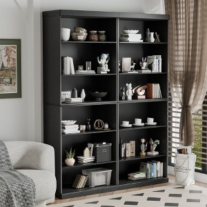 62" High Black Doorless Wood Grain Decorative Storage Cabinet with 12 shelves Combination Cabinet - 1 of 2