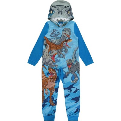 Jurassic World Little/big Boys' One-piece Hooded Blanket Sleeper Pajama ...