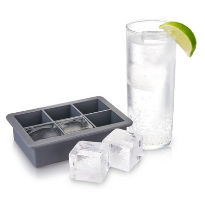 Viski Whiskey Cube Tray with Lid | 2-Inch Ice Trays & Molds, Grey