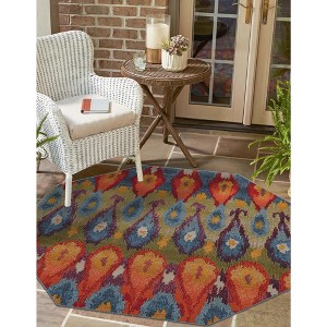 Unique Loom    Outdoor Modern Ikat Area Rug - 1 of 4