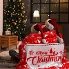 Lomsoe Merry Christmas Blanket Red Throw Blanket Flannel Warm Christmas Tree Snowflake Winter Decor for Sofa Couch Bed. - 3 of 4