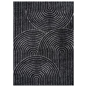 World Rug Gallery Circles Arch  Shag Rug – Durable & Soft for High-Traffic Areas – Anthracite Dark Gray – Kid Friendly - 1 of 4