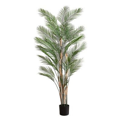 TopComfy Artificial Trees 83in Tall Artificial Palm Tree Potted Palm Tree Real Touch Leaves Faux Palm Tree for Room, Green, 49.25"*49.25"*82.75"