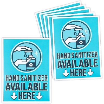 Stockroom Plus 6 Pack Hand Cleaner Here Adhesive Sign, Store Safety Labels (9 x 12 in)