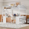 NicBex Full Loft Bed with Desk Wooden Bed Frame with Trifold Mirror, Storage Shelves, Inclined Ladder and Guardrail, No Box Spring Required - 2 of 4