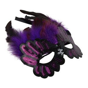 Unique Bargains Sequined Feathers Party Mask 1 Pc - 1 of 4
