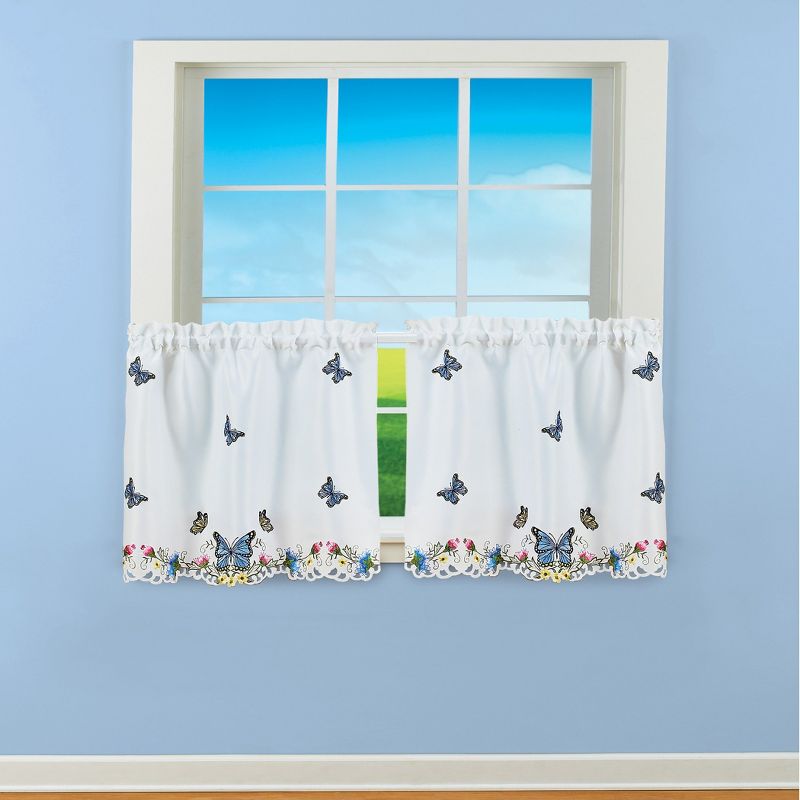Collections Etc Embroidered Butterfly Curtains, 2 of 4