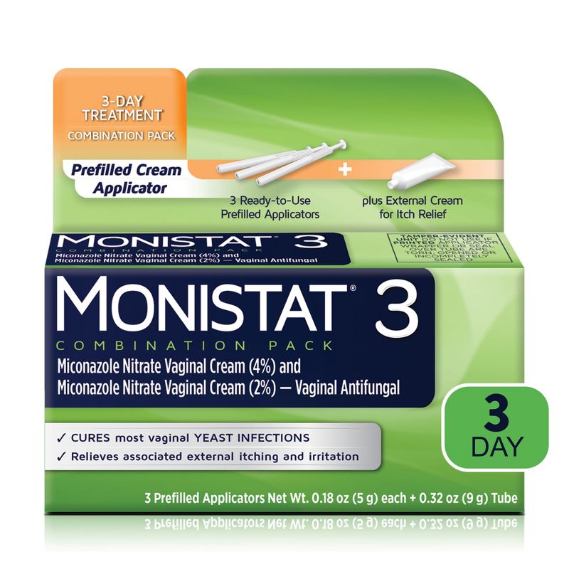 Monistat 3-Dose Yeast Infection Treatment, 3 Prefilled Applicators &#38; External Itch Cream, 1 of 10