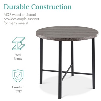 Gray MDF and Steel Round Counter Height Dining Set with 4 Chairs