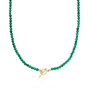 Ross-Simons 20.00 ct. t.w. Emerald Bead Charm-Compatible Toggle Necklace in 18kt Gold Over Sterling - 1 of 4