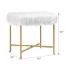 Costway Faux Fake Fur Stool Ottoman Footrest Stool Decorative with Metal Legs GreyPinkWhite - 2 of 4