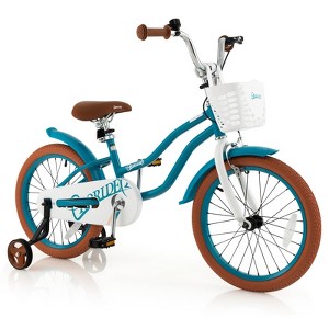 Costway 18'' Kids Bike Toddler Bicycle with Training Wheel Kickstand for 4-8 Years Old Purple/Pink/Turquoise/Blue/Beige/Green - 1 of 4