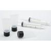 TravelWell 50 Pcs Clear Plastic Empty Bottles with Black Flip Cap, 30ml, Includes 2 Injector Syringes, Refillable Hand Cream Tubes - 3 of 4
