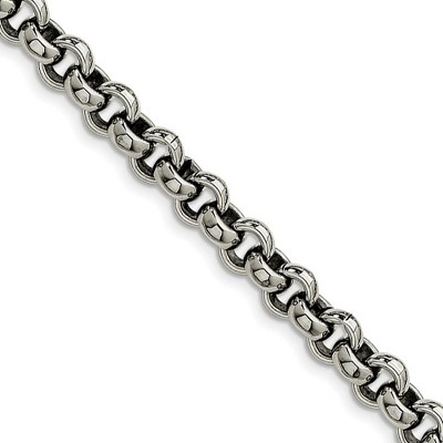 Black Bow Jewelry Men's 8mm Stainless Steel Polished Rolo Chain Necklace