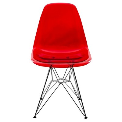 Transparent Red High Back Metal Side Chair Set