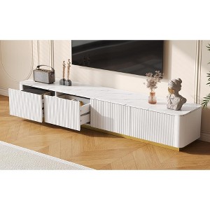 Grungis 4 Drawers TV Stand for TVs Up to 85 Inch,Console Table with Faux Marble Tabletop and Gold Base for Bedroom,Living Room - 1 of 4