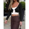 Coolmee Women's Shrug Sweaters Tie Front Long Sleeve Rib Knit Bolero Open Front Cropped Cardigan - 2 of 4