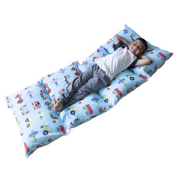 Trains, Planes & Trucks Blue Cotton Polyester Kids Floor Pillow Lounger