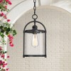 John Timberland Modern Outdoor Ceiling Light Hanging Black 15" Cylindrical Glass for Exterior House Porch Patio Deck - 2 of 4