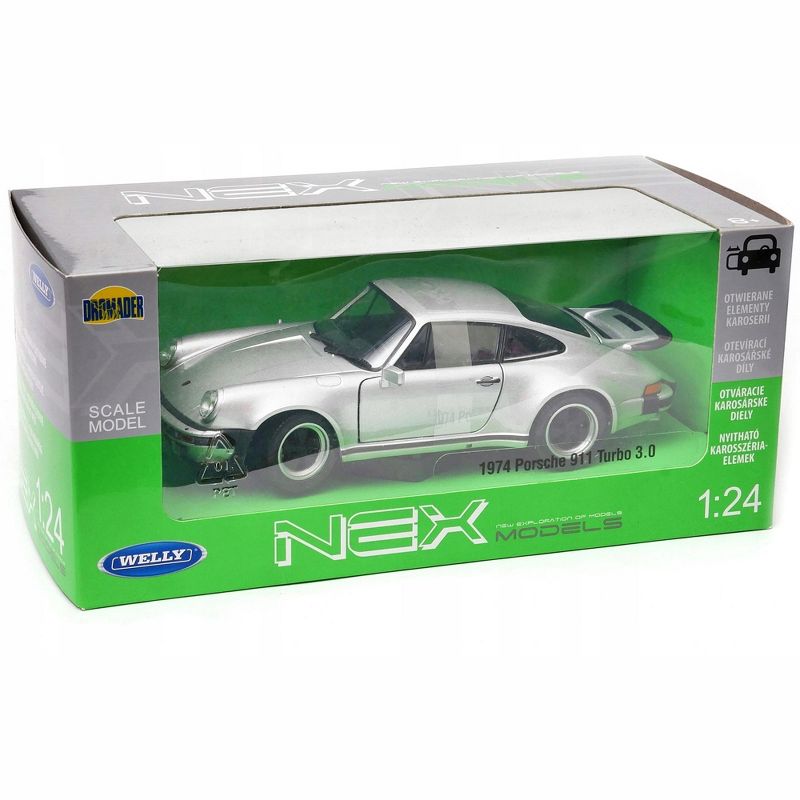 1974 Porsche 911 Turbo 3.0 Silver 1/24 Diecast Model Car by Welly, 5 of 6
