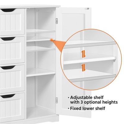White Wooden Living Room Cabinet with Adjustable Shelving