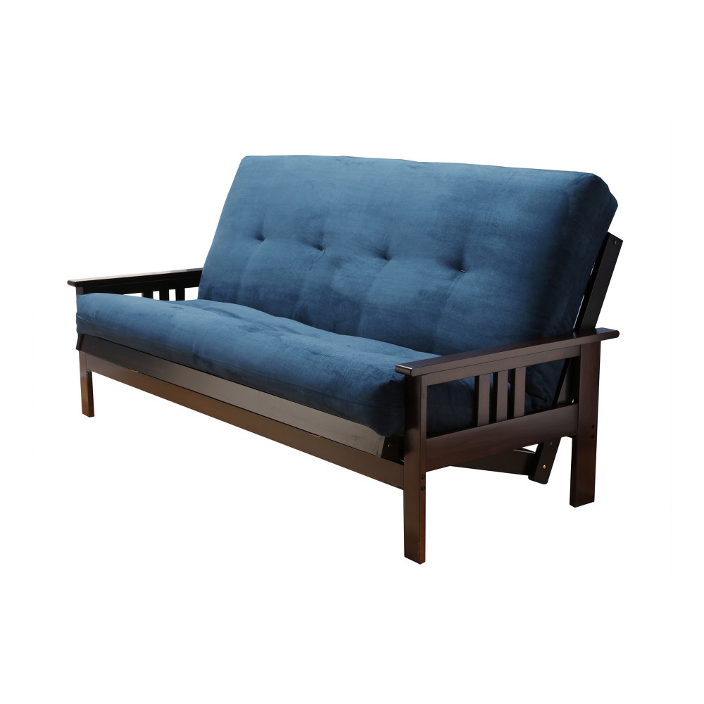 Photos - Sofa Full Chicago Frame and Coil Mattress Espresso/Navy Suede - Dual Comfort