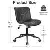 VECELO PU Leather Armless Office Chair, Ergonomic Office Chair with Backrest, Adjustable Height & 360 Rolling Swivel for Home or Office, Black - 2 of 4