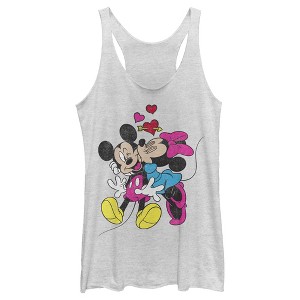 Women's Mickey & Friends Valentine's Day Minnie Mouse Smooch Racerback Tank Top - 1 of 4