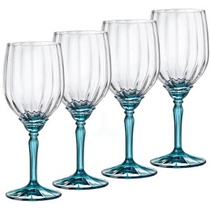Bormioli Rocco Florian 4-Piece Lucent Blue Stemmed Wineglasses, 18 Oz. Italian Made Glassware, Dishwasher Safe, Lucent Blue Stem - 1 of 4