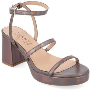 Journee Collection Womens Samilee Metallic Vegan Leather Platform Sandals - 1 of 4