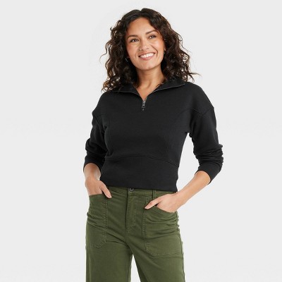 Women's Cropped Quarter Zip Sweatshirt - Universal Thread™ Lime