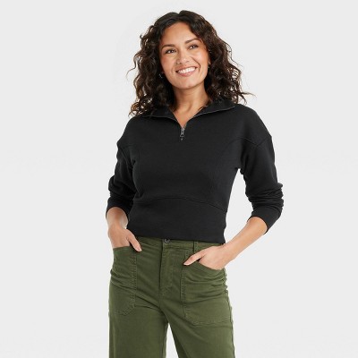 Women's Cropped Quarter Zip Sweatshirt - Universal Thread™ : Target