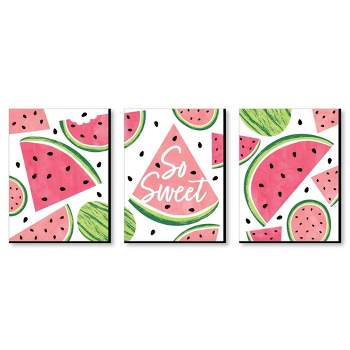 Big Dot of Happiness Sweet Watermelon - Fruit Kitchen Wall Art and Kids Room Decor - 7.5 x 10 inches - Set of 3 Prints