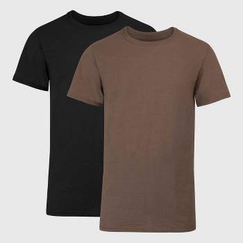 Hanes Premium Men's Explorer Short Sleeve Crewneck Undershirt 2pk - Black/Rustic Gray
