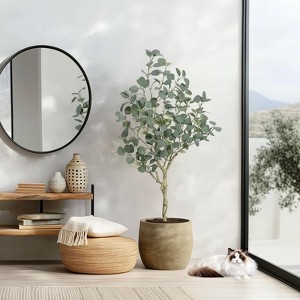 Plant Eucalyptus Tree 4/6 ft Tall, Modern Large Fake Plant Decor in Pot for Indoor Outdoor - 1 of 4