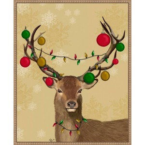 23"x28" Amanti Art Stag and Baubles by Fab Funky Framed Canvas Wall Art - 1 of 4
