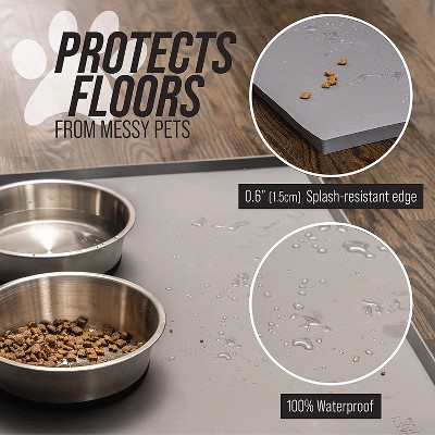 Beige Silicone Dog Food Mat with Raised Edges