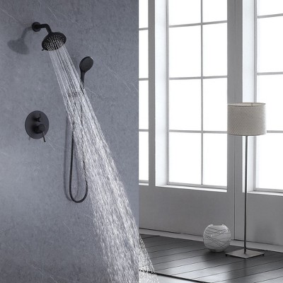Matte Black Stainless Steel Rain Shower Faucet Set with Handle