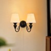 PAKOKULA 2-Light Farmhouse Black Wall Sconce with White Fabric Shade - 2 of 4