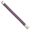 Chisel Stainless Steel Polished Metallic Purple Braided Leather 7.5" Bracelet - 4 of 4