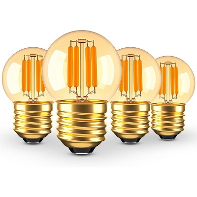 Runesay 25 Watt Light Bulbs G40 E26 Low Wattage LED Light Bulbs 3 Watt Dimmable Amber Small Edison Bulbs 2200K Warm White, 4Pcs