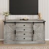 TV Stands for Living Room, Farmhouse Wood Entertainment Center with Sliding Barn Doors, Television Stands with Large 4 Drawers & Bar Handles - 2 of 4