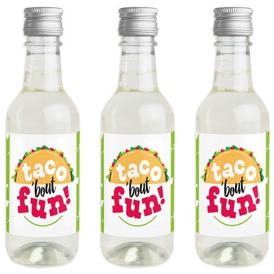 Big Dot of Happiness Taco 'Bout Fun - Mini Wine and Champagne Bottle Label Stickers - Mexican Fiesta Favor Gift for Women and Men - Set of 16