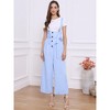 Allegra K Women's High Waist Wide Leg Belted Button Long Overalls Jumpsuit - 3 of 4