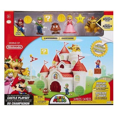 super mario deluxe mushroom kingdom castle playset