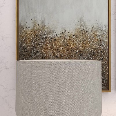 Silver Mercury Glass Table Lamp with Beige Linen Shade