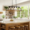 DORESshop 5-Light Farmhouse Pendant Island Light Gray Wood Hand-painted Frame with Metal Accents for Kitchen Dining Room Living Room No Bulbs Included - 4 of 4