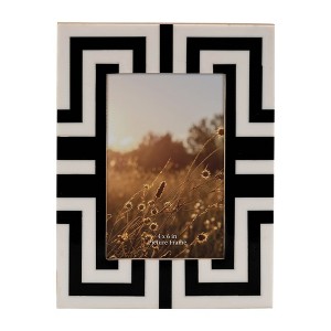 Sagebrook Home 4" x 6" Decorative Photo Frame - Contemporary Polyresin Black and White Striped Picture Frame - Home - 1 of 4