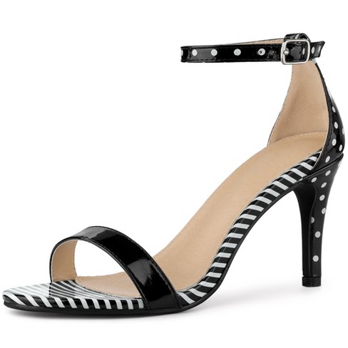 Perphy Women's Stripe Ankle Strap Polka Dots Stiletto Heels Sandals ...